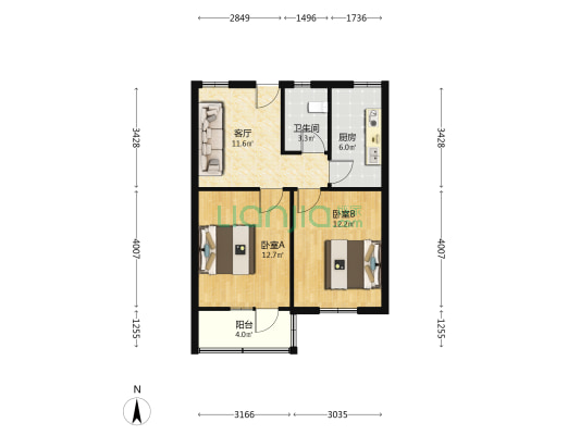 大通路 2室1厅1卫 61平方