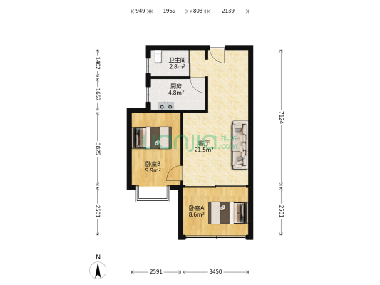 龙佳园 2室1厅1卫 59平方