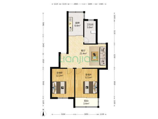 桐泾北路25号 2室1厅1卫 78平方