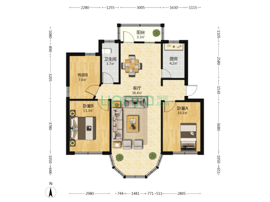 海城区外贸小区 3室1厅1卫 90平方