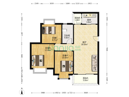 世纪春城二期 3室1厅1卫 91平方