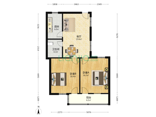 球场里 2室1厅1卫 85平方