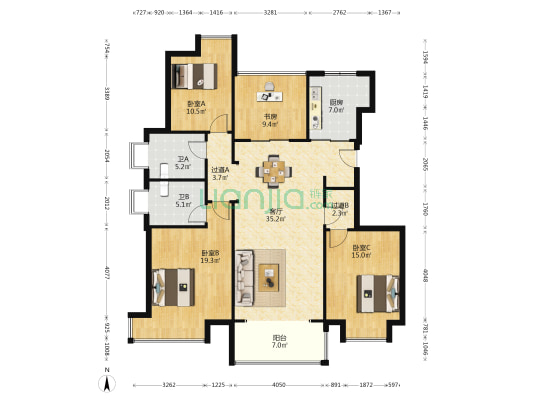 梅園 4室1厅2卫 144平方