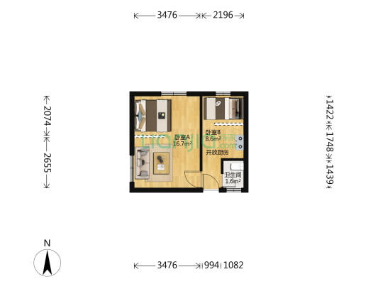 镇宁路465弄 2室0厅1卫 35平方