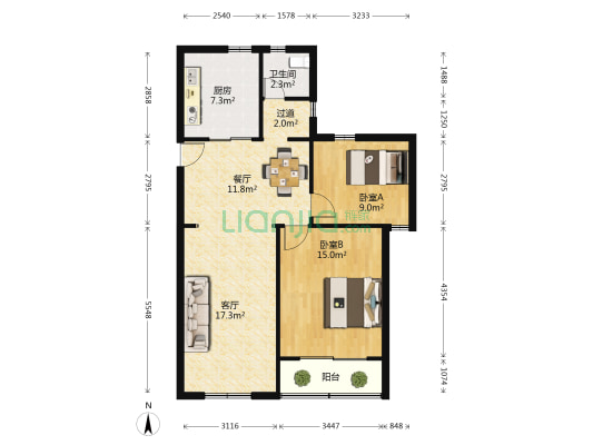 由由四村 2室2厅1卫 88平方