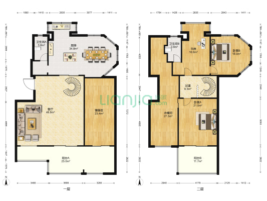 中南世纪城南区 3室1厅2卫 226平方