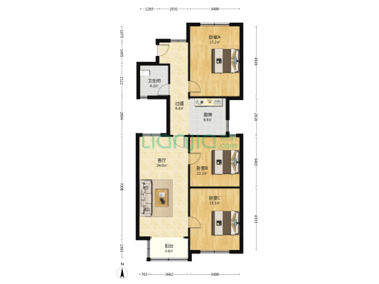 金巷小区（胶东路657弄） 3室1厅1卫 108平方