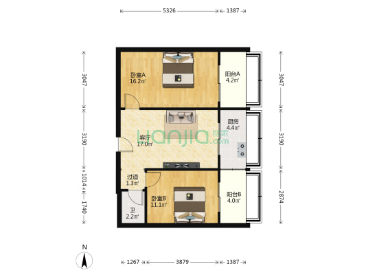 长安区医院家属院 2室1厅1卫 64平方