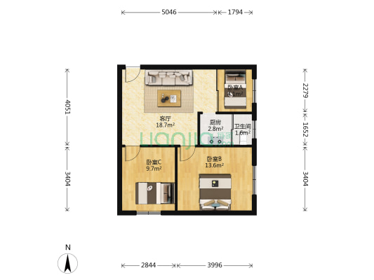 东街43号 3室1厅1卫 63平方