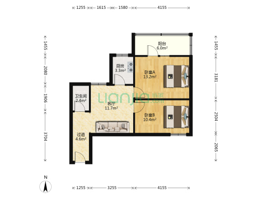青年三巷散盘 2室1厅1卫 64平方