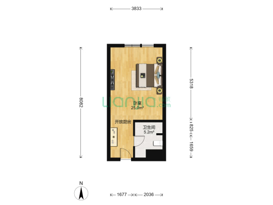 玲珑天地 1室0厅1卫 43平方