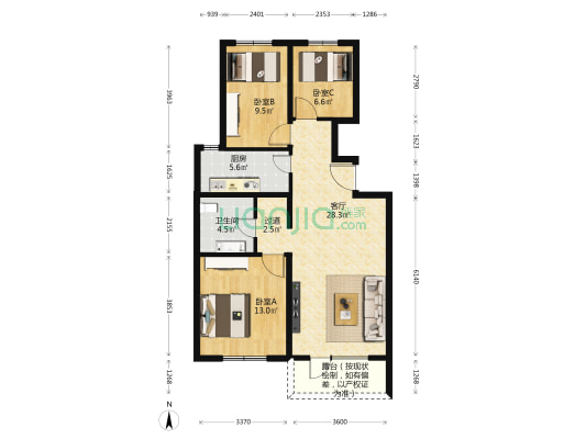 紫峰九院城 3室1厅1卫 95平方