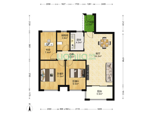 宝能城三期 3室1厅0卫 88平方