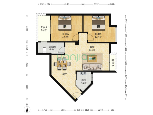 中央花园SOHO 2室1厅1卫 86平方
