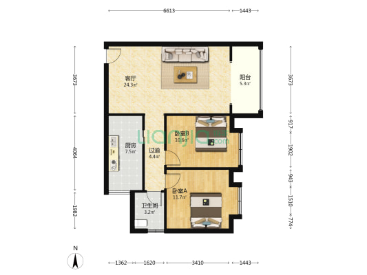 恒昌格兰郡 2室1厅1卫 81平方