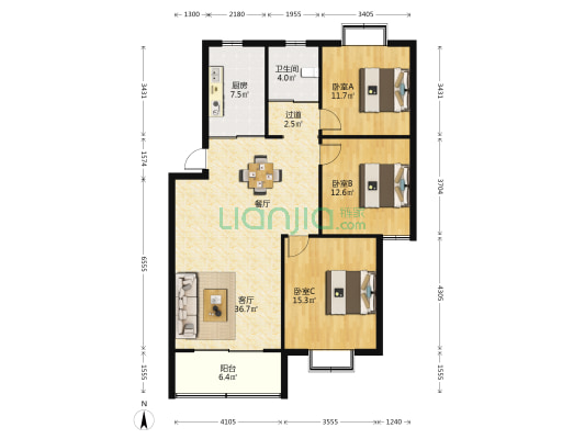 兰信公寓 3室1厅1卫 120平方