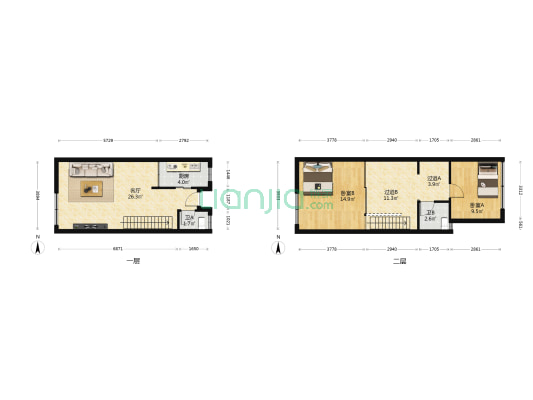 银城云水间 2室1厅2卫 81平方