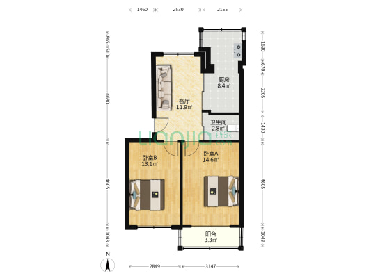 省文化厅小区 2室1厅1卫 68平方