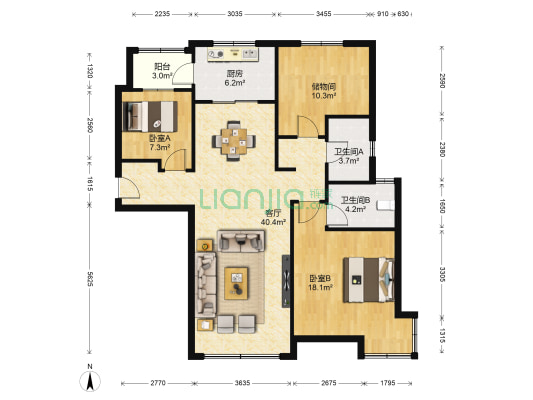 剑桥郡 2室1厅2卫 136平方