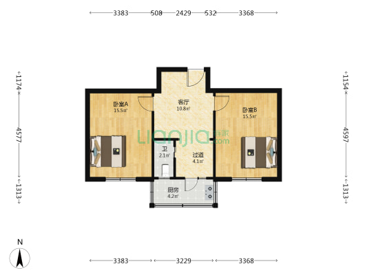 晋王庙108号院 2室1厅1卫 62平方