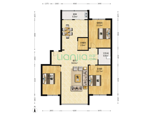 金山小区东区 2室1厅1卫 146平方