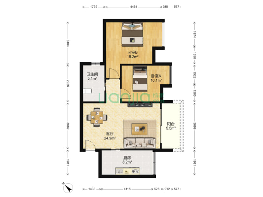 万友康馨苑 2室1厅1卫 84平方