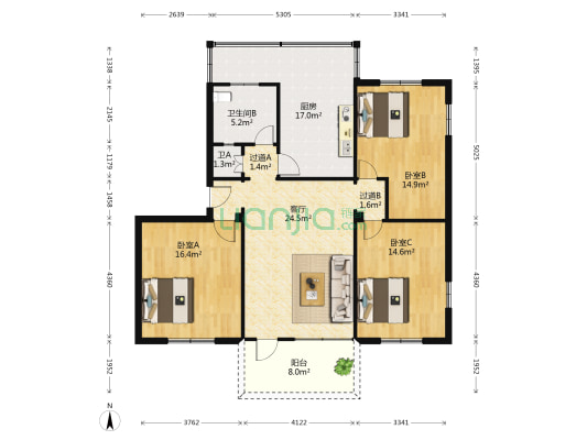 南便巷19号 3室1厅2卫 143平方