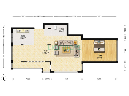 人民路 1室1厅1卫 95平方