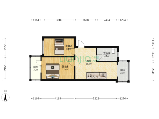 交通局小区 2室1厅1卫 51平方