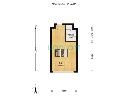 中远世纪公寓 1室0厅1卫 34平方
