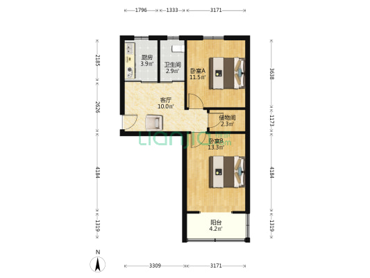 长虹路203号 2室1厅1卫 59平方