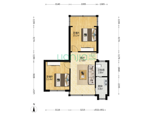 石人东路5号 2室1厅1卫 60平方