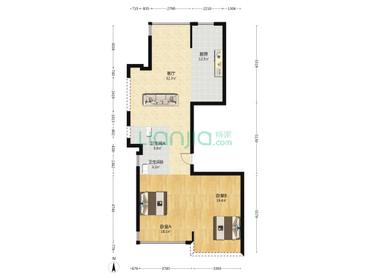 云锦湾 2室1厅2卫 110平方