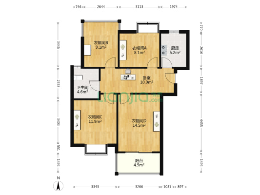 锦绣时代 1室0厅1卫 89平方