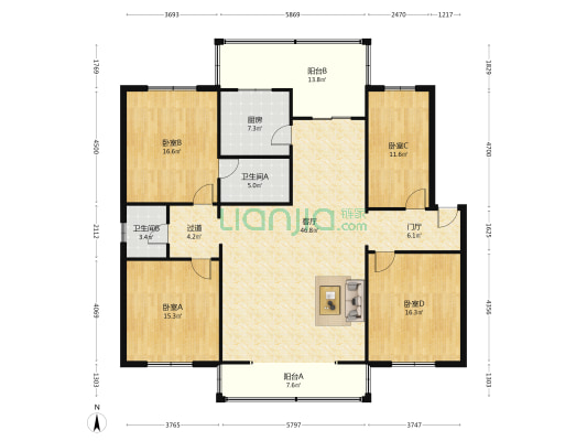 柳城大道东段210号 4室1厅2卫 168平方