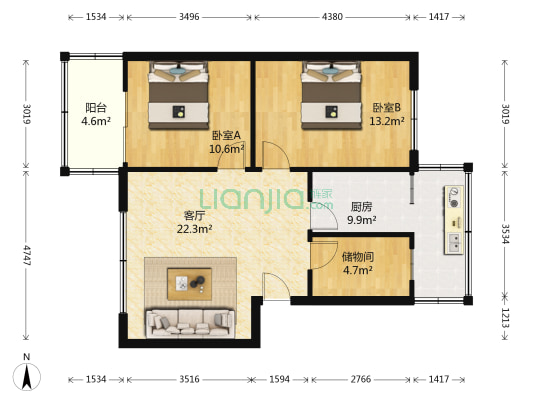 文化路72号院 2室1厅0卫 81平方