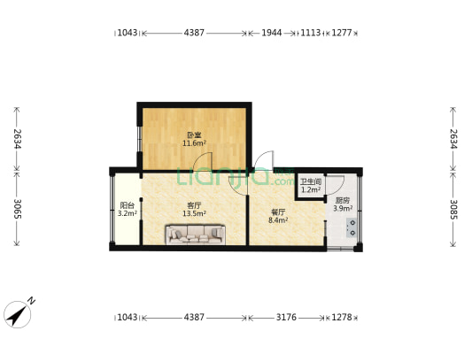 宝山南路240号 1室2厅1卫 51平方
