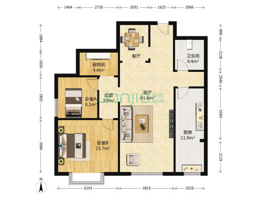 云府158 2室1厅1卫 120平方