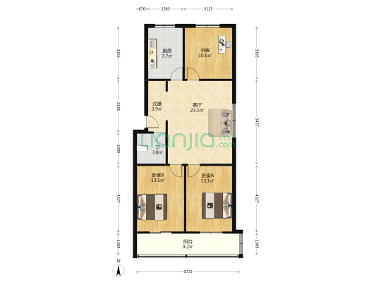 燃料公司职工住宅楼 3室1厅1卫 107平方