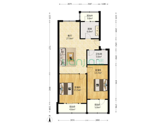 吉华楼 2室1厅1卫 92平方