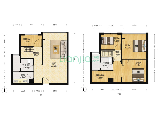 大咖公馆 3室1厅2卫 124平方