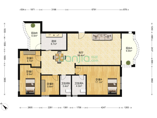 居雅苑 4室1厅2卫 124平方