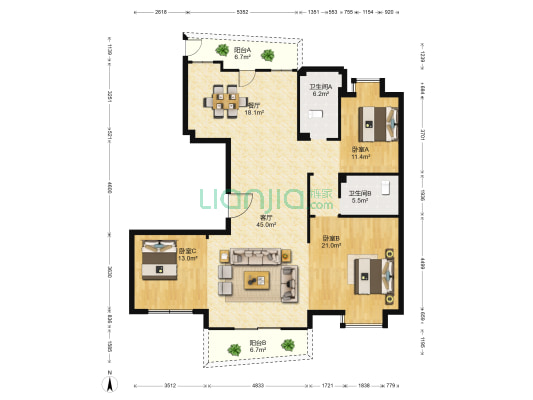 维也纳皇家花园 3室2厅2卫 170平方