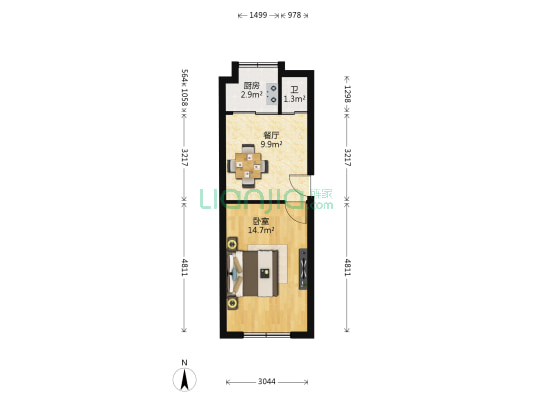 铁路西村 1室1厅1卫 31平方