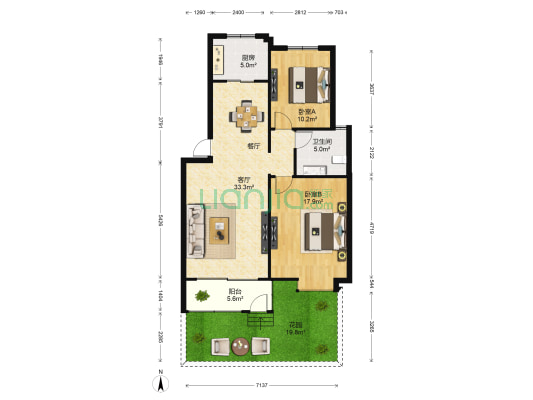 恒立百年经典 2室1厅1卫 93平方