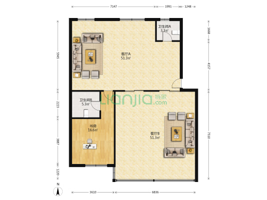 宝隆大厦 1室2厅2卫 156平方
