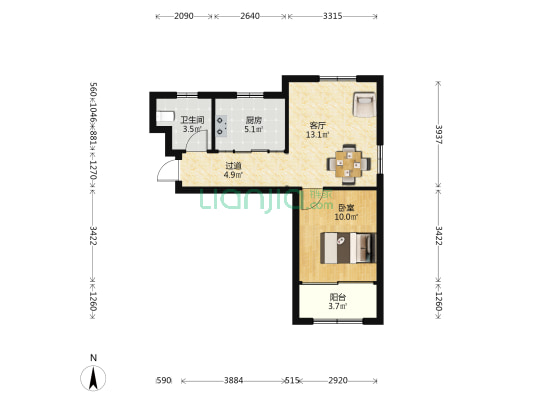航杨新村 1室1厅1卫 61平方