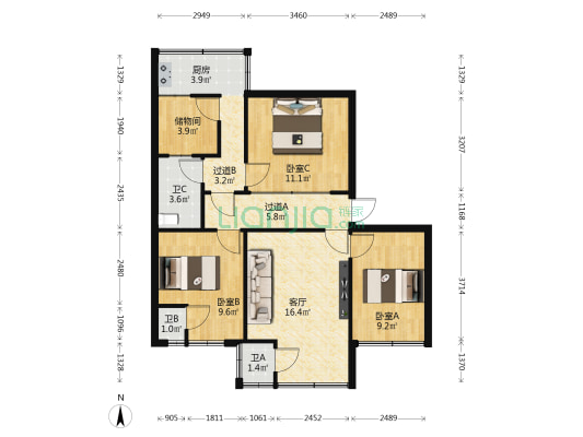 人民东路五巷 3室1厅3卫 76平方