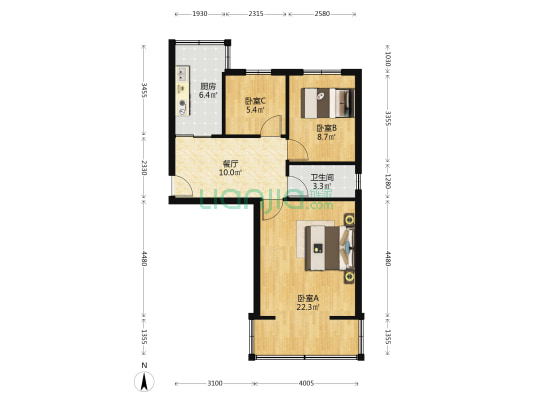 省政府平阳路统建宿舍 3室1厅1卫 64平方