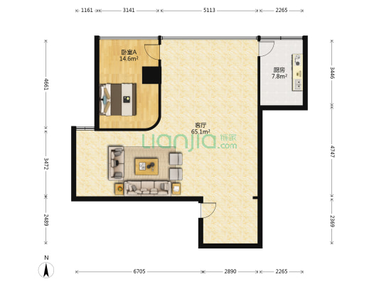 德艺大厦 1室1厅0卫 120平方